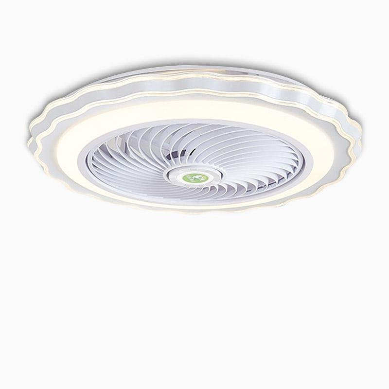 Goldish White Crown - Shaped Modern Bladeless Ceiling Fan with light and Remote