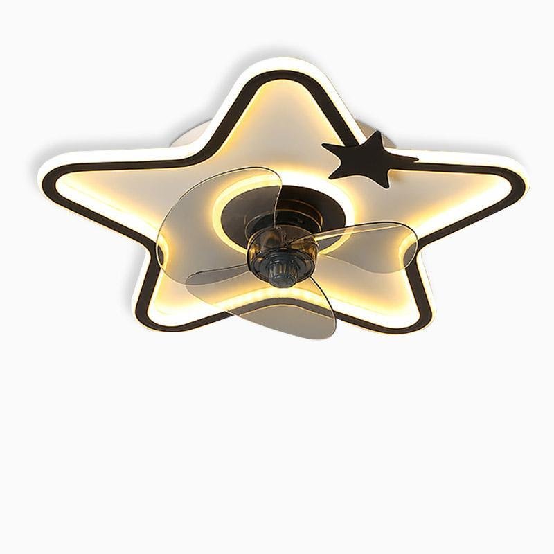 20" Triangle Star Shaped Industrial Flush Mount Ceiling Fan with LED Lights Remote and - dazuma