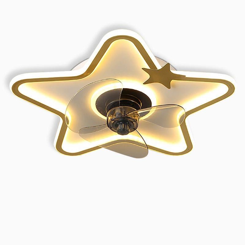 20" Triangle Star Shaped Industrial Flush Mount Ceiling Fan with LED Lights Remote and - dazuma