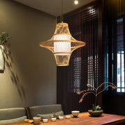 Two Cones Burlywood Colored Bamboo Pendant Light Ceiling Lights - dazuma