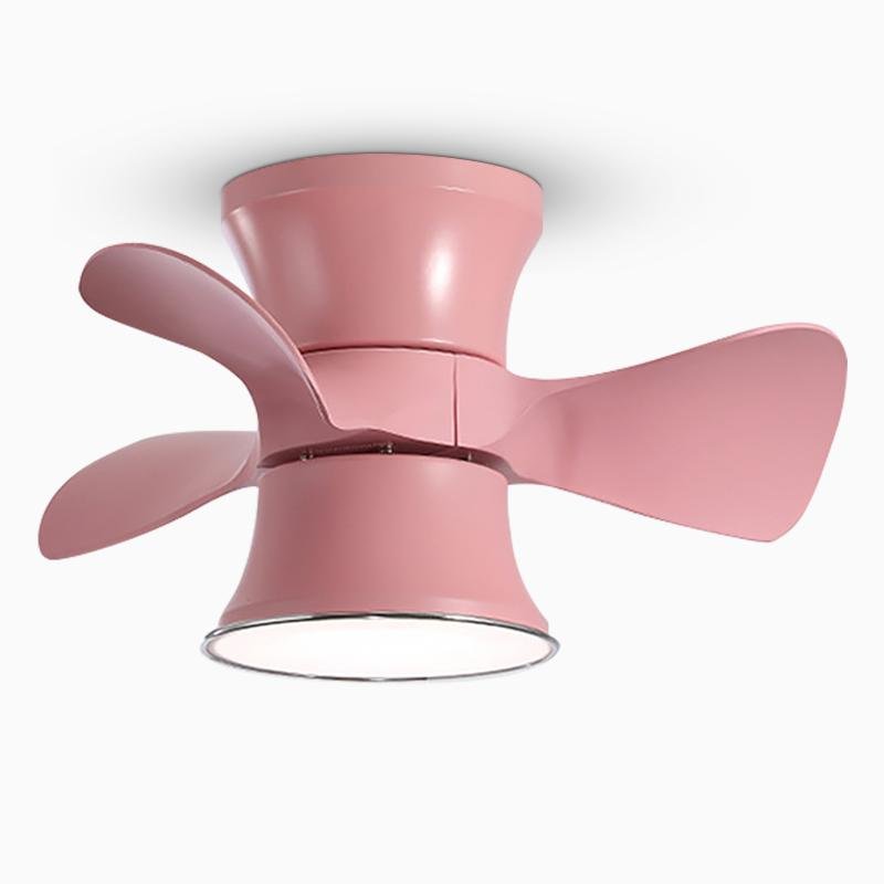3- Curved Blade Helicopter Shaped Colorful Flush Mount Ceiling Fans With LED Lights - dazuma