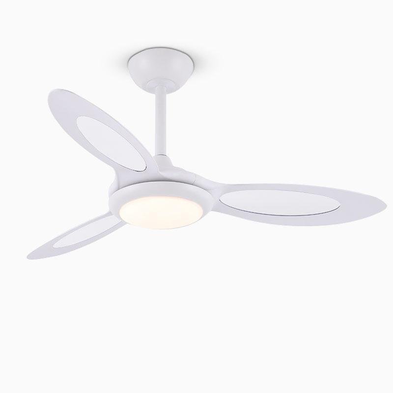 3- Blade Metal Petal Shaped Industrial Downrod Ceiling Fans with Remote Control LED Lights - dazuma
