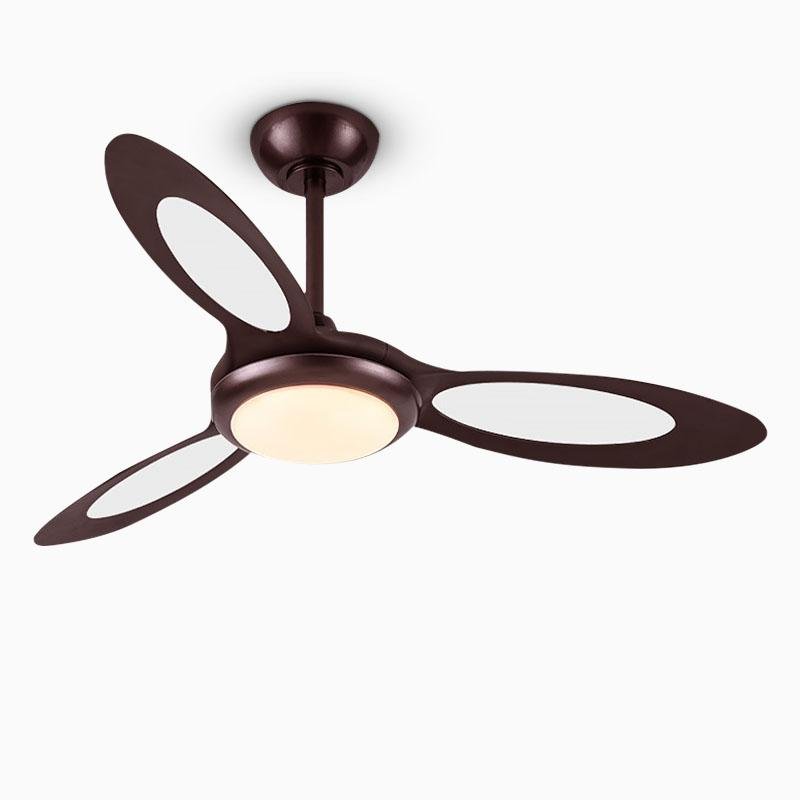 3- Blade Metal Petal Shaped Industrial Downrod Ceiling Fans with Remote Control LED Lights - dazuma