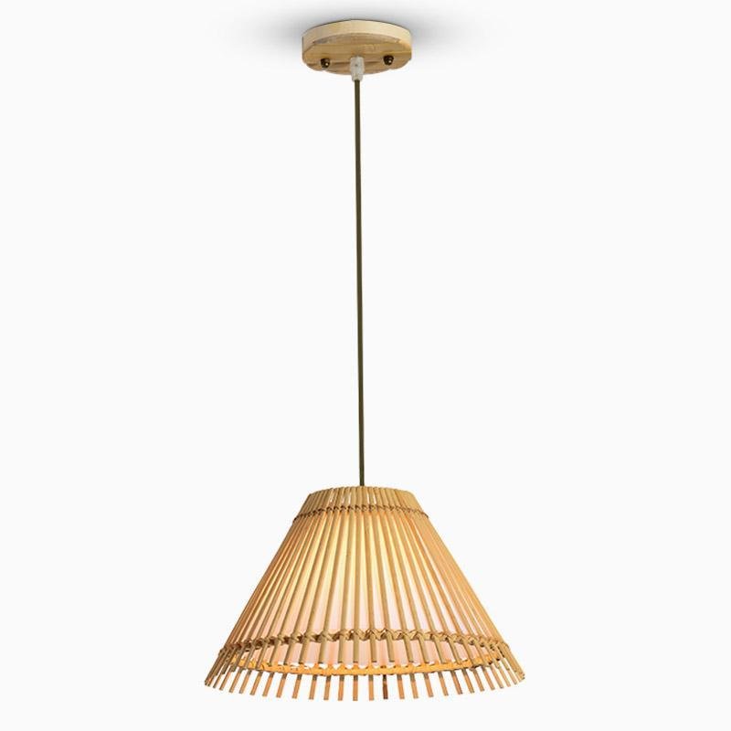 Long Pendant Light With a Brisk Bamboo Shade - dazuma