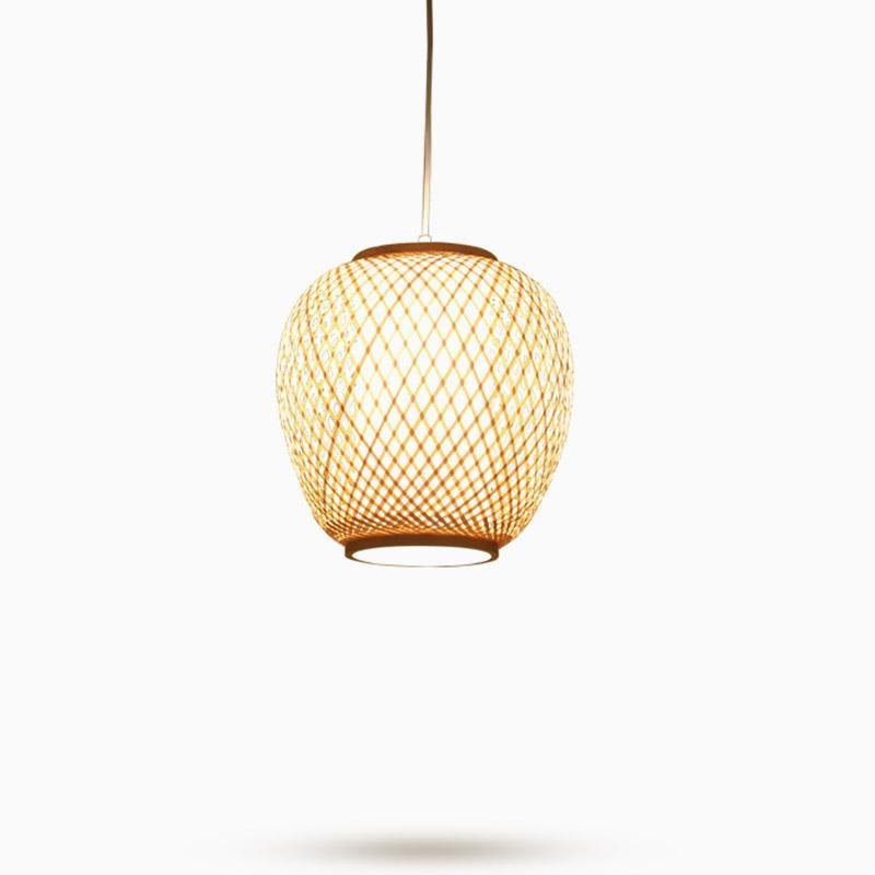 Farmhouse Curvy Oval Bamboo Pendant Light Dome Ceiling Lights - dazuma