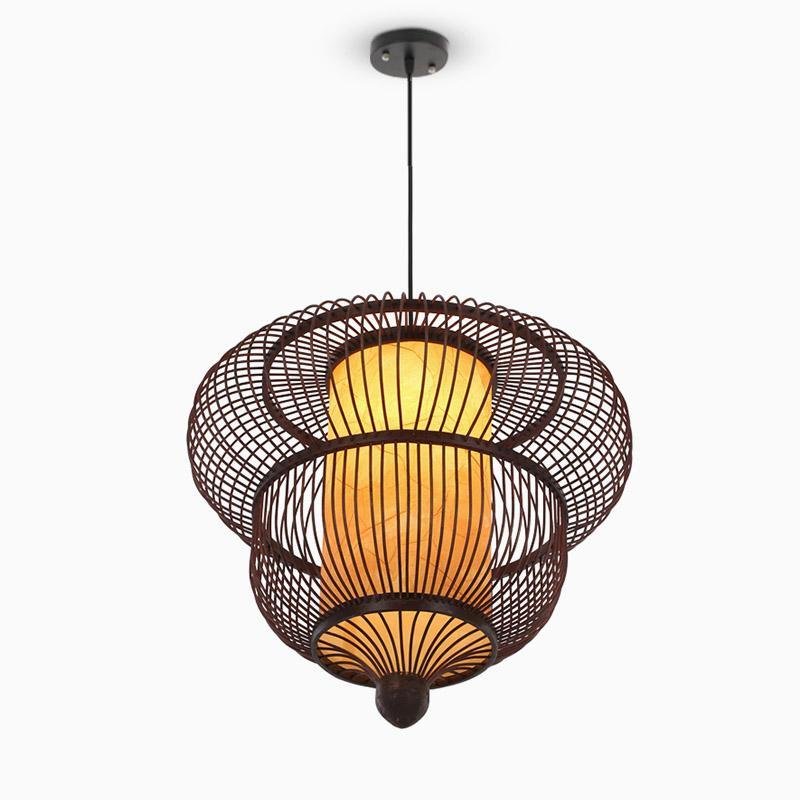 2-Tiers Bubble Inspired Dark Brown Pendant Lighting With a Large Central Light - dazuma