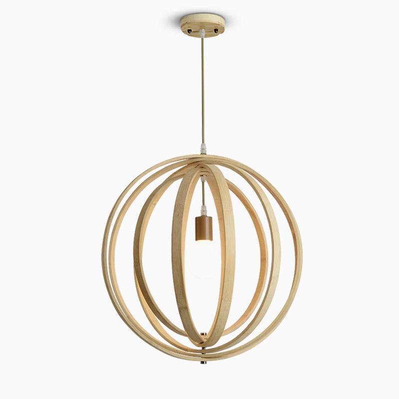 Curvy Multipart Light Brown Boho Pendant Light with an Exposed LED Light