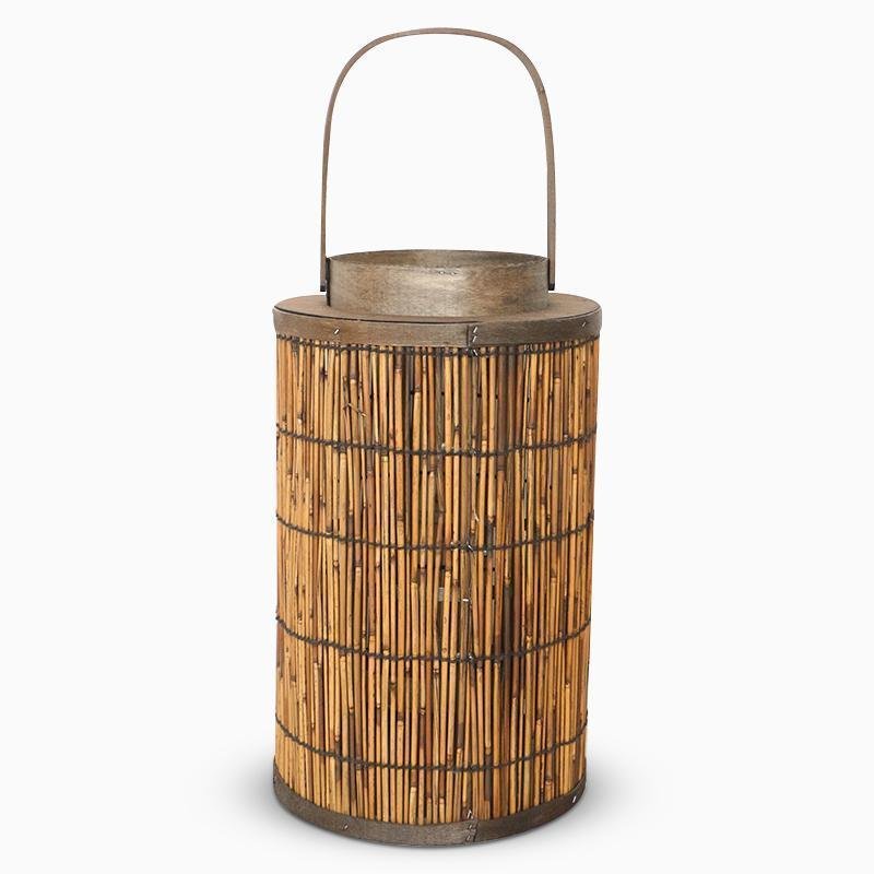 Cylinder Cone Cuboid Shaped Wicker Woven Lanterns with Single Handle