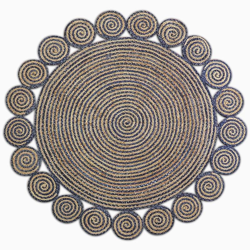 Denim Jute Yellow Blueish Gray Schemed Rug