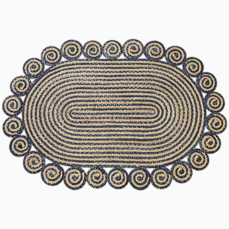 Denim Jute Yellow Blueish Gray Schemed Rug