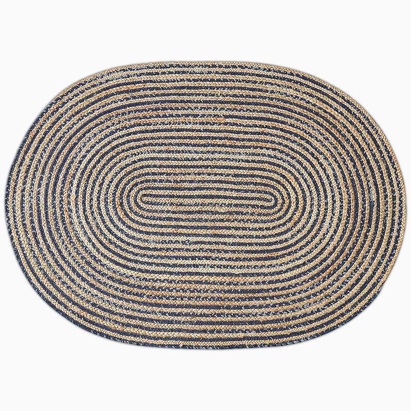 Rustic Denim and Jute Rug Rectangular Round Oval