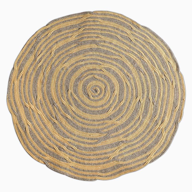 Rustic Yellow Gray Round Wool Rugs