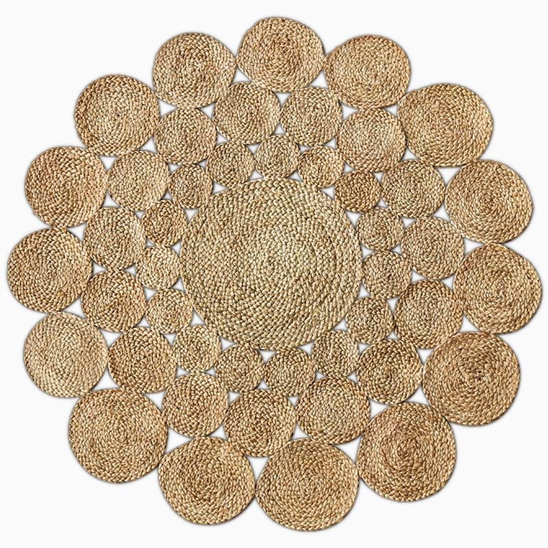 Rustic Round Rectangular Leaf Hemp Rugs