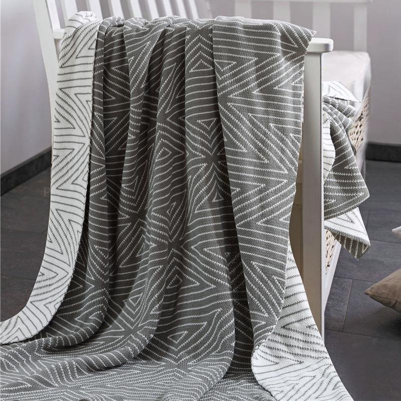 Rectangular Blankets throws Cotton Gray Black