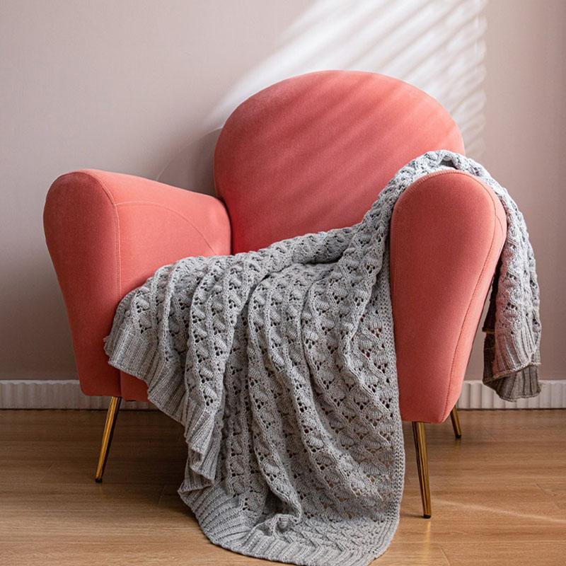 Rectangular Cotton Blankets Throws with Tassel Knitting