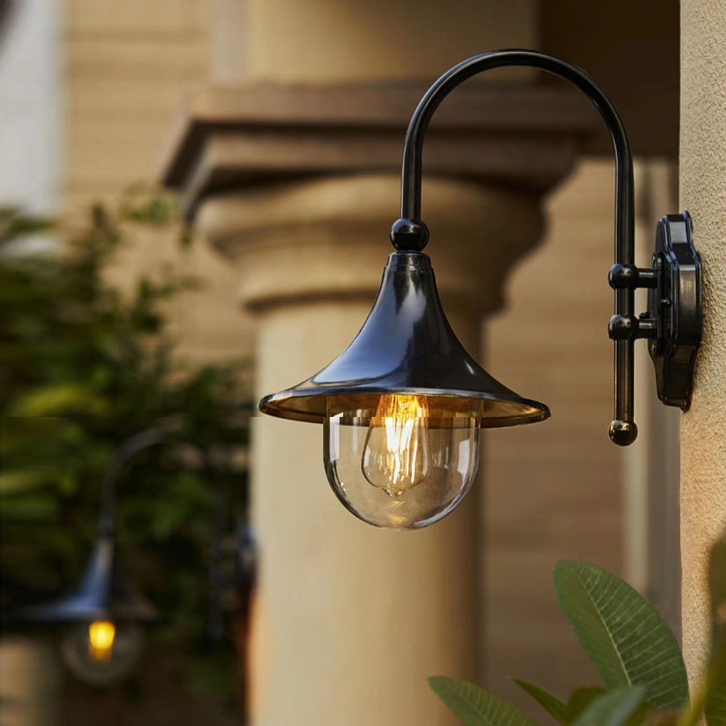Creative Trumpet Shaped Waterproof LED Black Vintage Outdoor Wall Lamp | Dazuma
