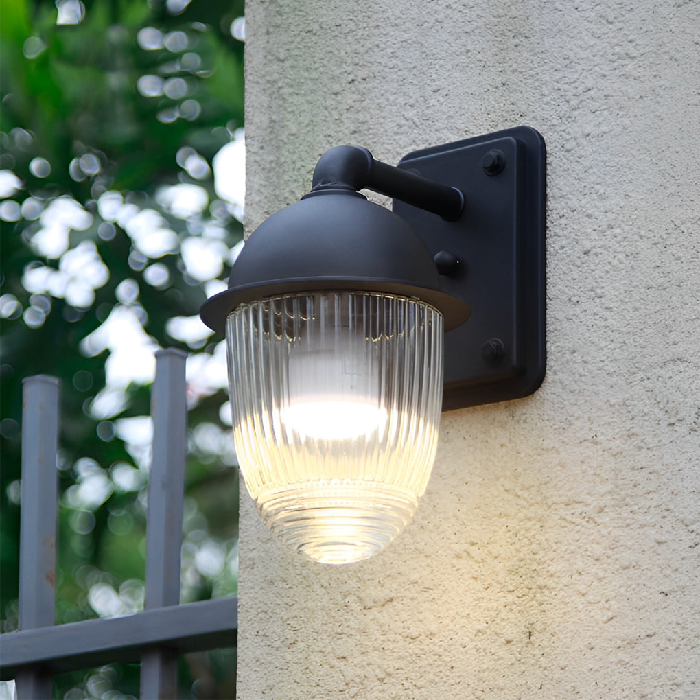 Waterproof Glass Ball Matte Black Modern Outdoor Wall Lamp Exterior Lights | Dazuma