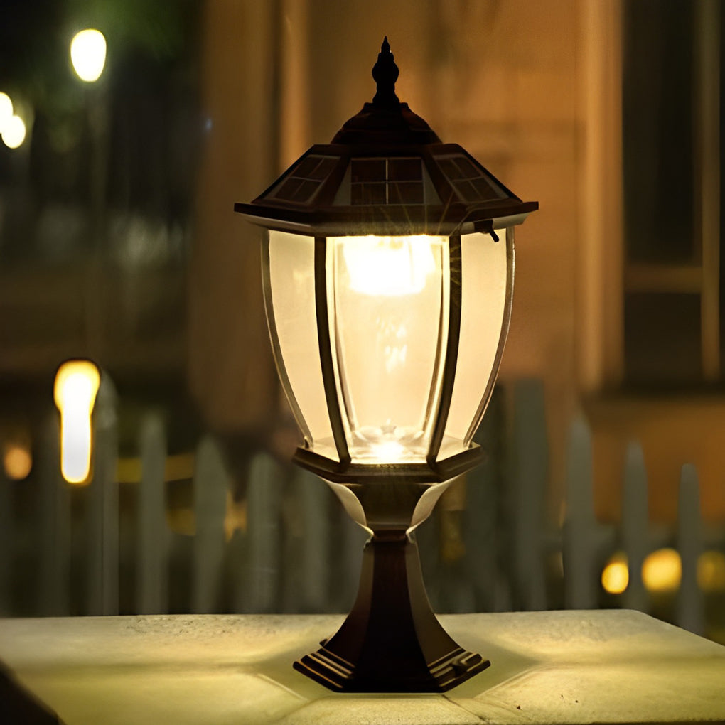 Led Waterproof Black Vintage Outdoor Solar Fence Post Lights with Remote | Dazuma