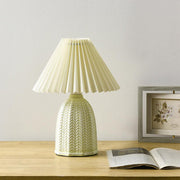 Vintage Tapered Pleated Linen Shade Ceramic 1 - Light Table Lamp
