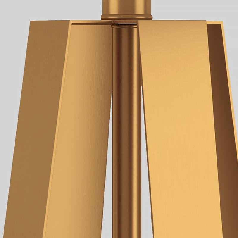 22 inch 1 - Light Golden Faux Silk and Brass Geometric Table Lamp