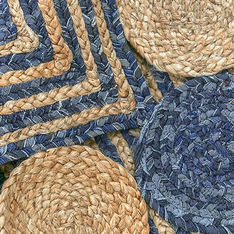 Denim Jute Yellow Blueish Gray Schemed Rug