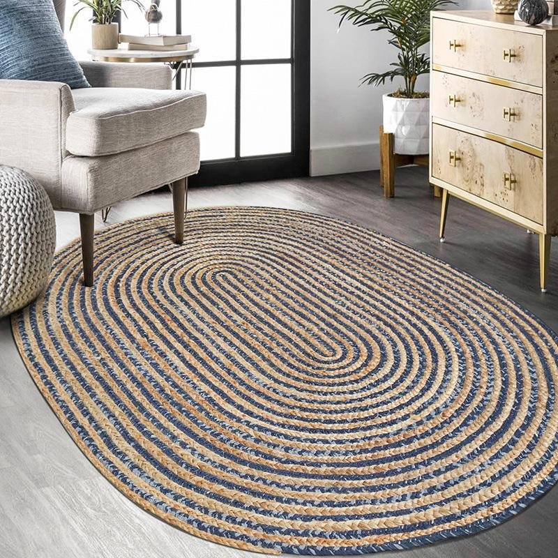 Rustic Denim and Jute Rug Rectangular Round Oval