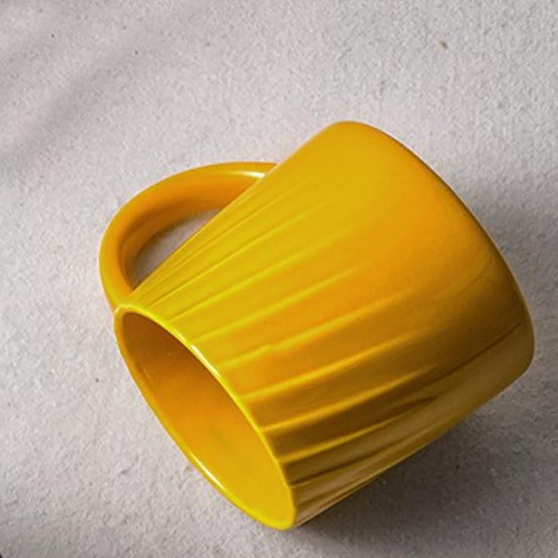 White Black Yellow Stoneware Mug Coffee Cup Teacup - dazuma