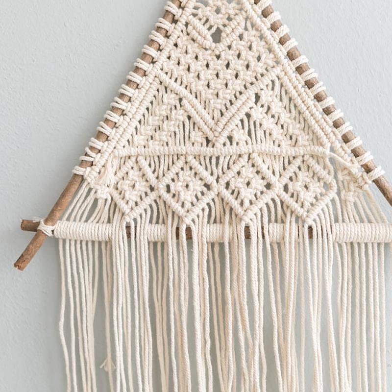 Brown White Cotton Wall Hanging Decor