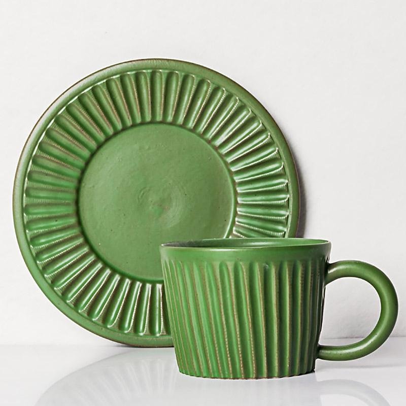Stoneware Coffee Mugs Teacups with Spoon - dazuma