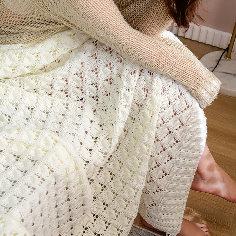 Rectangular Cotton Blankets Throws with Tassel Knitting