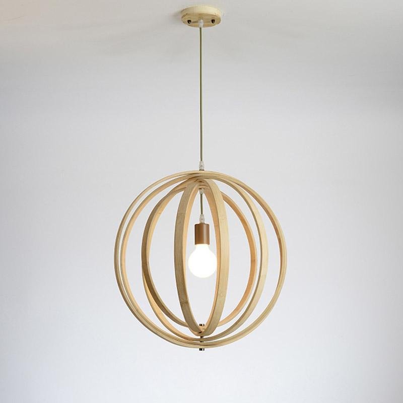 Curvy Multipart Light Brown Pendant Light With an Exposed LED Light - dazuma