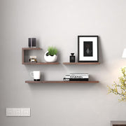 Rectangular Black Walnut Book Plant Floating Wall Shelves