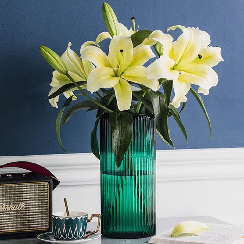 Modern Nordic Style Cylinder Clear Glass Flower Vases