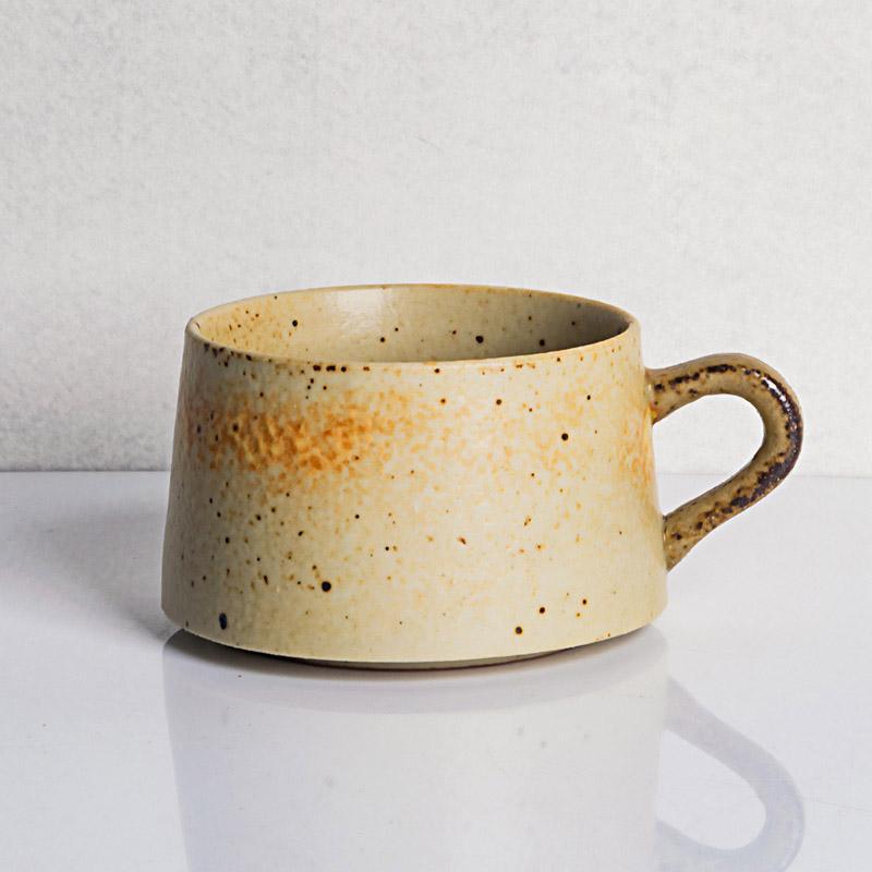 Short Stumpy Stoneware Cup With Saucer - dazuma