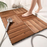 Rectangular Natural Wood Bath Rugs Nut Brown Mats