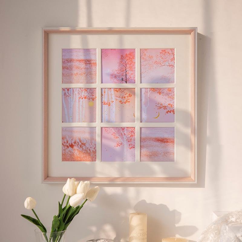 12'' Square Beige Pink Gray Picture Frames Wood