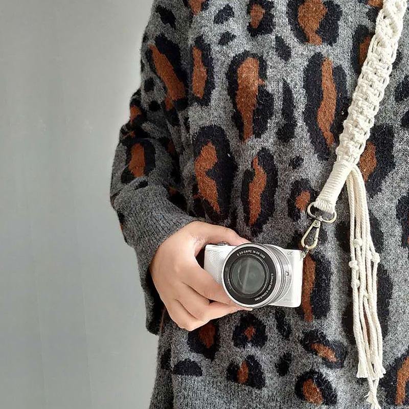 Retro Style Beige Cotton Camera Strap and Decorative Woven Wall Hangings