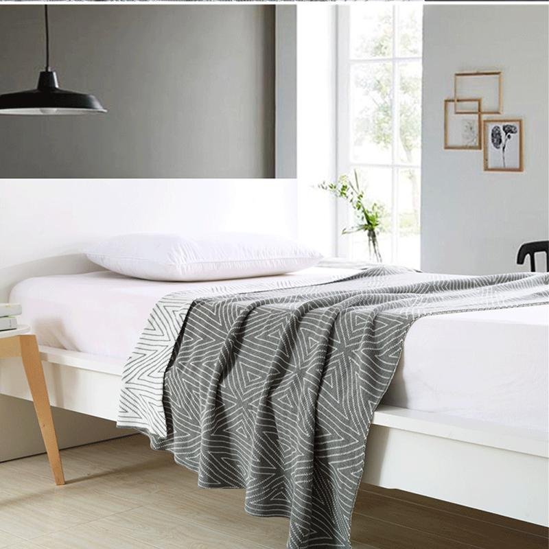 Rectangular Blankets throws Cotton Gray Black