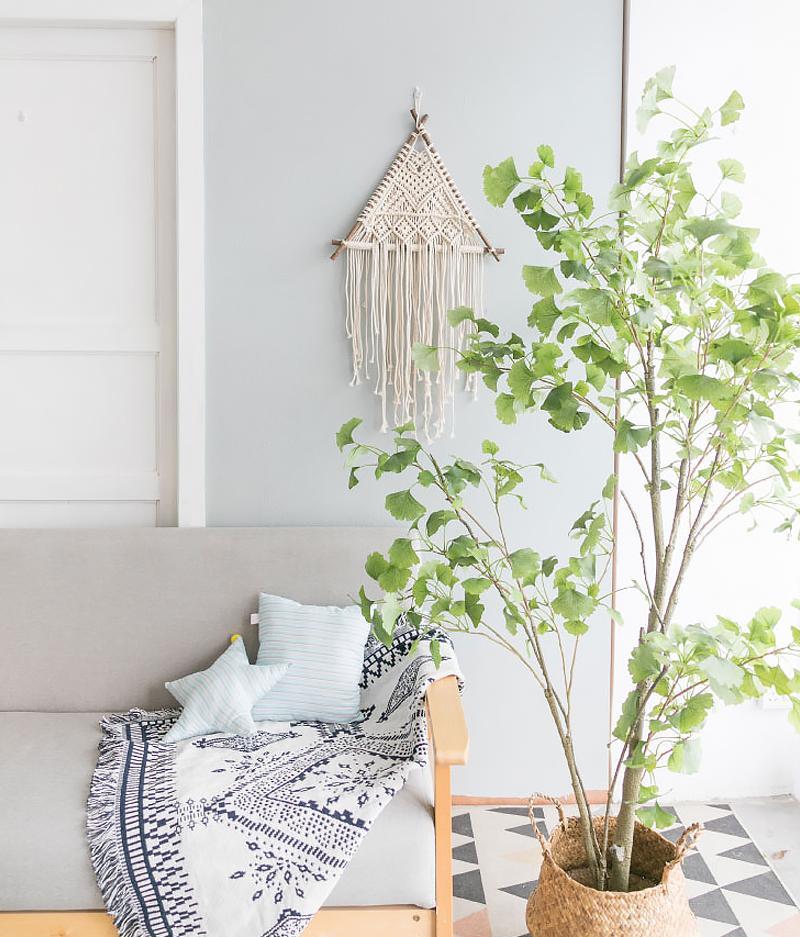 Brown White Cotton Wall Hanging Decor