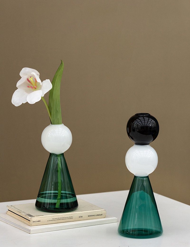 Green Glass Cone Vases Bud Flower Vases