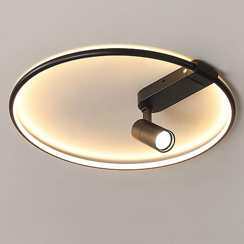 16'' Round Dimmable Adjustable Flush Mount Light with Spotlights Track Lights