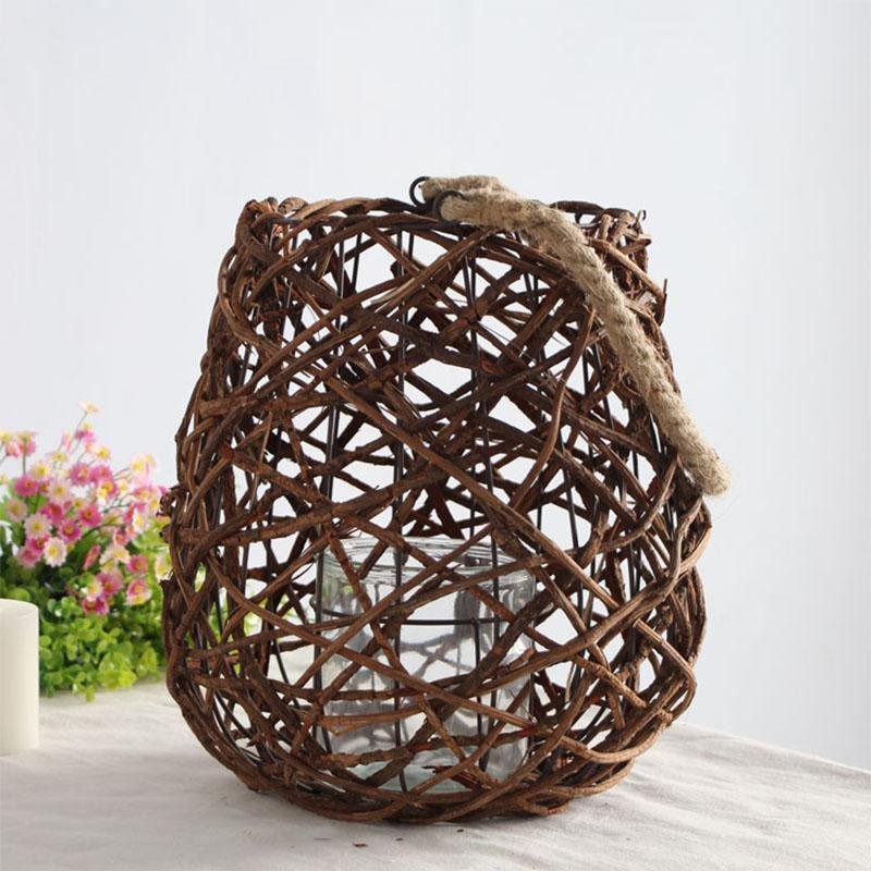 Rustic Globe Wicker Woven Floor Festival Lanterns