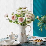 Handled Jug Shaped White Ceramic Flower Vases