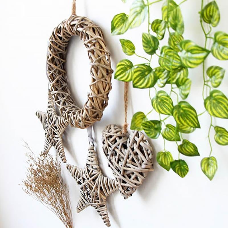 Round Star Heart Shape Wicker Decorative Woven Wall Hangings