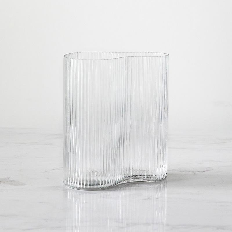Irregular Clear Pink Glass Flower Vases