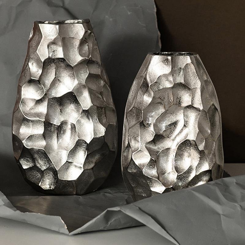 Irregular Shape Flower Vases Decorative Tabletop Silver Vases