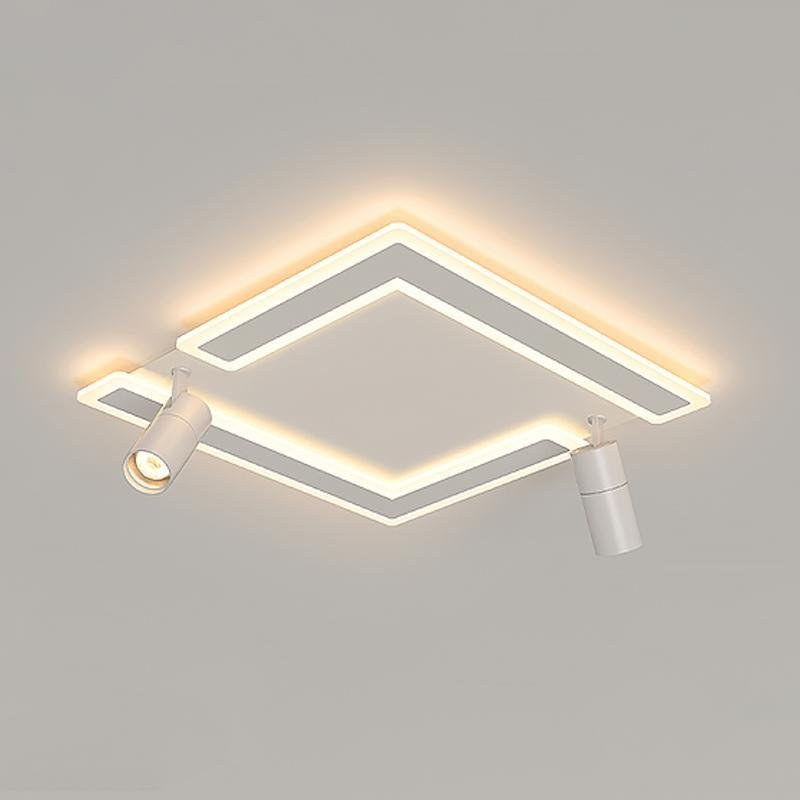Square Dimmable Flush Mount Modern Lighting with 2 Adjustable Spotlights Track Lights