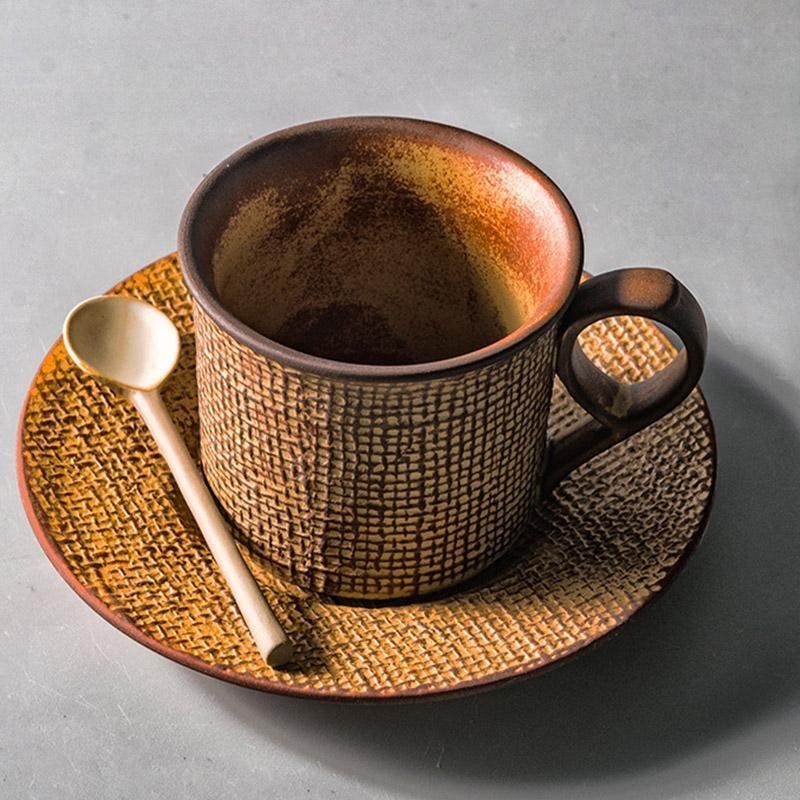 Green Yellow Stoneware Mugs Coffee Cups Teacups and Saucers