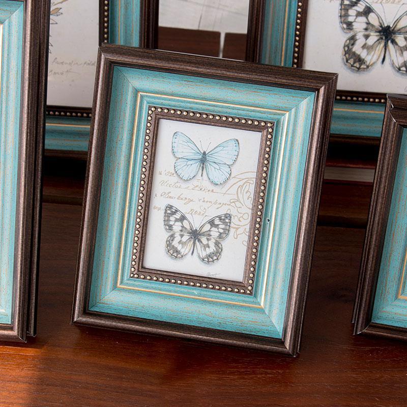4'' x 6'' Rectangular Resin Blue Silver Gold Picture Frames