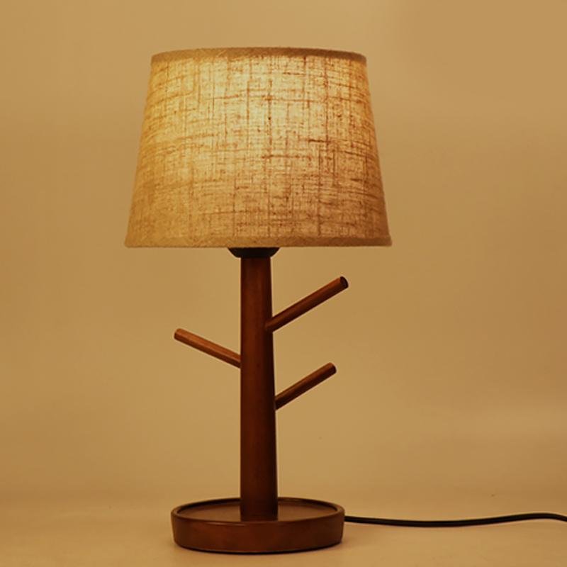 LED Rubber Wood Base Night Light Table Lamps Desk Lamps Bedside Lamps